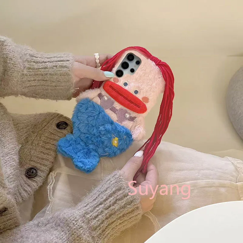 Фото Чехол для телефона с забавным мехом 3D Русалки для Samsung S25 Ultra Case S24 S23FE S22 A06 A16 A26 A36 A56 A05 A15 A25 A35 A55 Warm Shell Girl №3