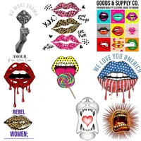 heat transfer sticker iron patch on mens t shirt sweater sexy and fashionable multi style womens lip print clothing