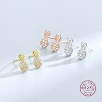 hi man 925 sterling silver japanese pave zircon pineapple stud earrings women creative versatile birthday jewelry gift