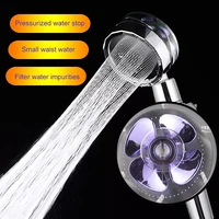 shower head water saving flow 360 degrees rotating with small fan abs rain high pressure spray nozzle bathroom accessories