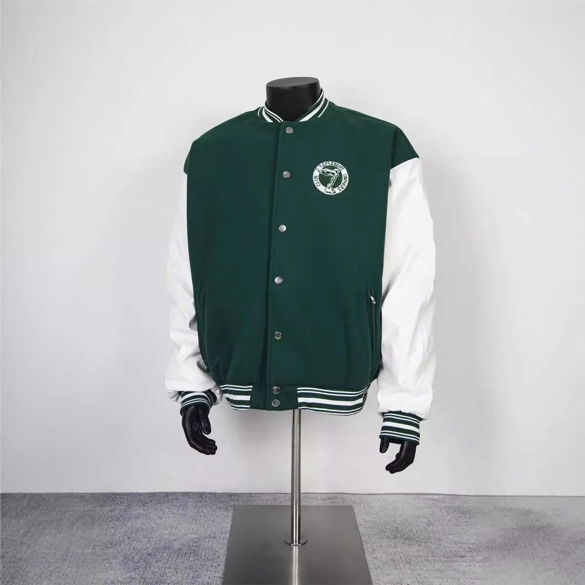 [BOMP] бессонная модная вышитая надписями куртка Flyman хлопковые кожаные рукава