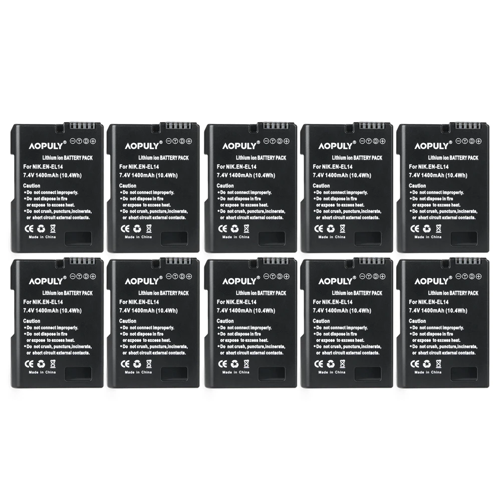 

Оптовая продажа, 10 упак./лот EN-EL14 / EN-EL14a Аккумулятор для NIKON DSLR D5300 D5200 D5100 D3300 D3200 D3100 P7800 P7700 P7100 P7000 Df