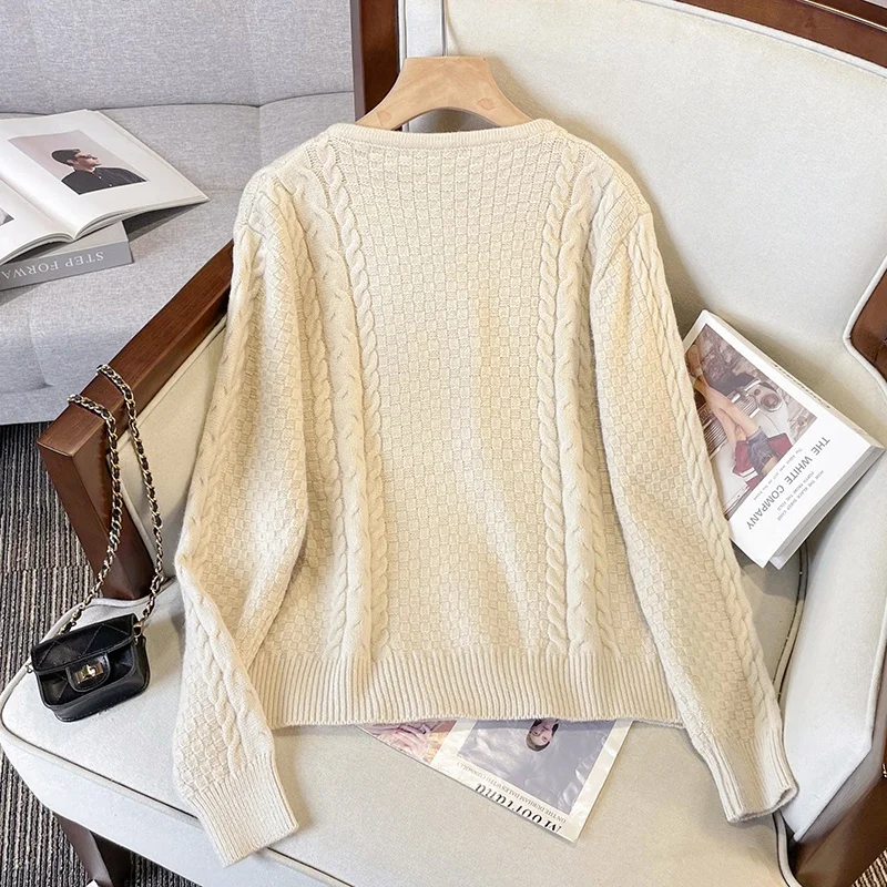 Женский пухлый двубортный вязаный кардиган стройнящая верхняя одежда осенняя и