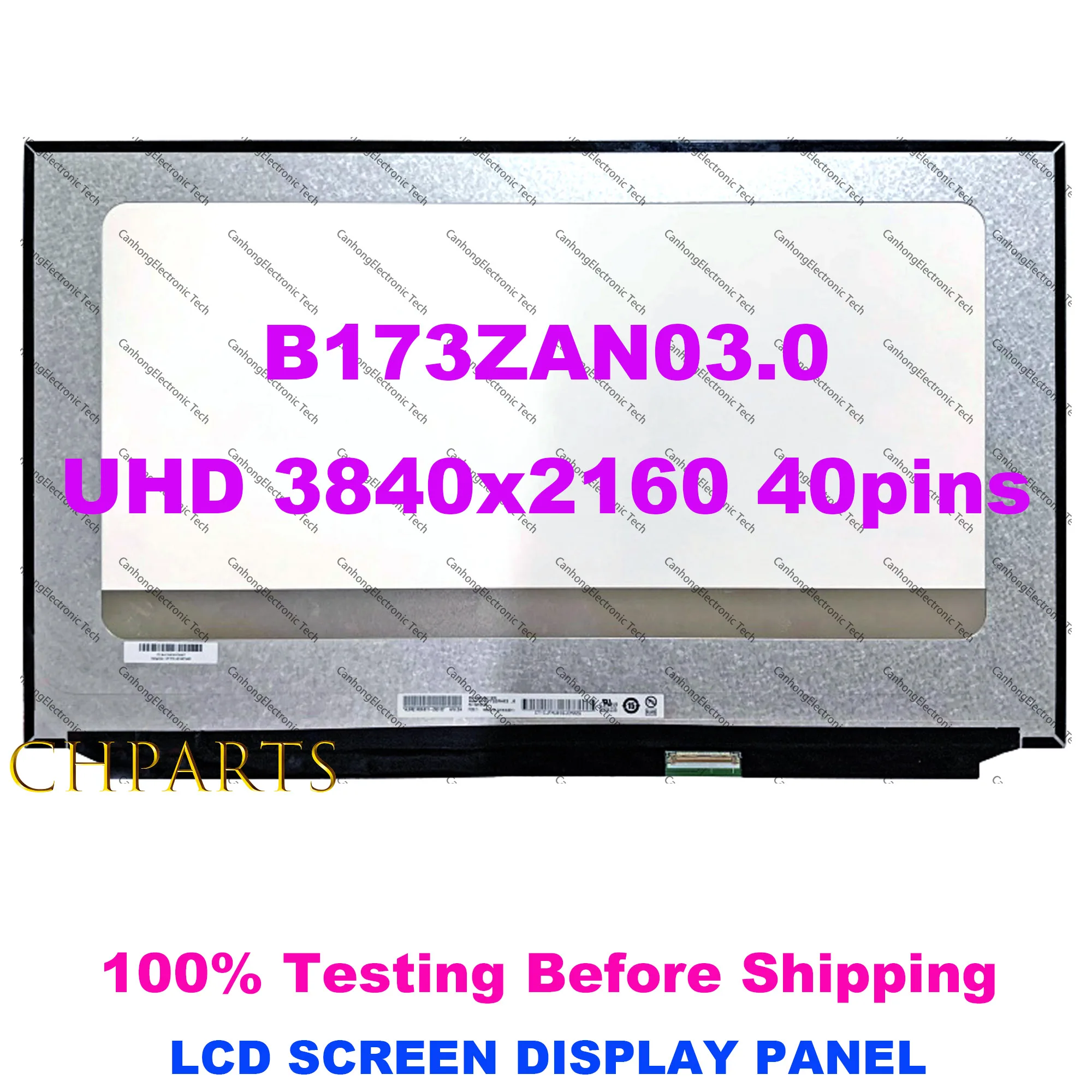 Панель ЖК-экрана для ноутбука 17,3 дюйма UHD 3840x2160 B173ZAN03.1, модель B173ZAN03.0, 40-контактный разъем, 100% Adobe RGB 60 Гц Панель ЖК-экрана для ноутбука 17,3 дюйма UHD 3840x2160 B173ZAN03.1, модель B173ZAN03.0, 40-контактный разъем, 100% Adobe RGB 60 Гц