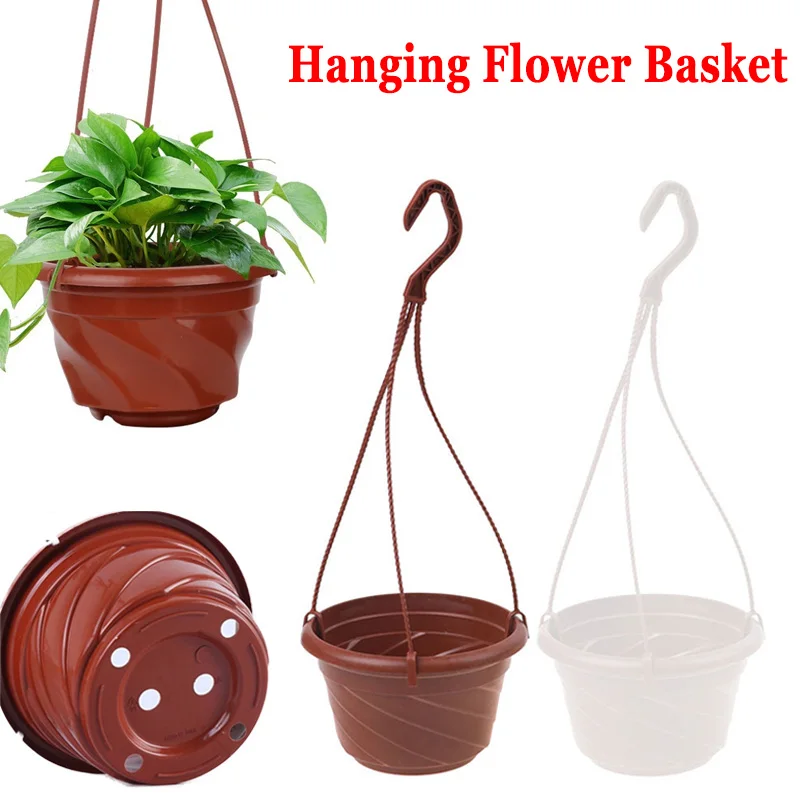 Пластиковая подвесная корзина для цветов с крючком-вешалкой цветочный горшок