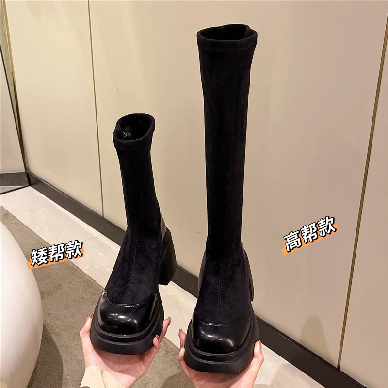 

Ботинки женские на шнуровке, с круглым носком, на высоком каблуке