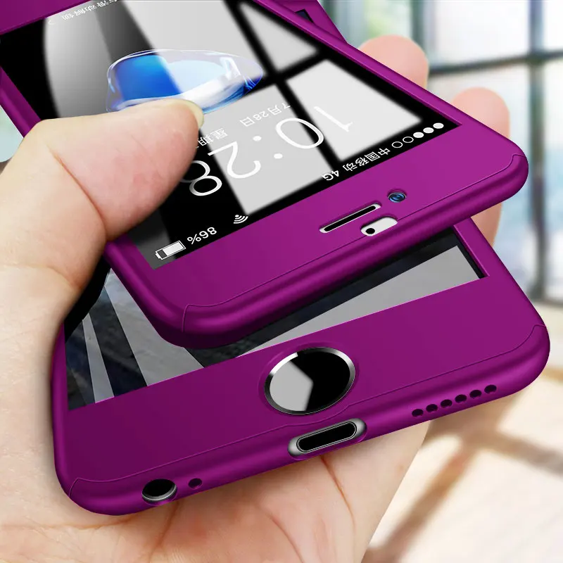 

360 Full Cover Phone Case For iPhone 13 12 11 Pro XS MAX XR SE 2020 Protective Cover For iPhone 7 8 6 6s Plus 5s Case With Glass