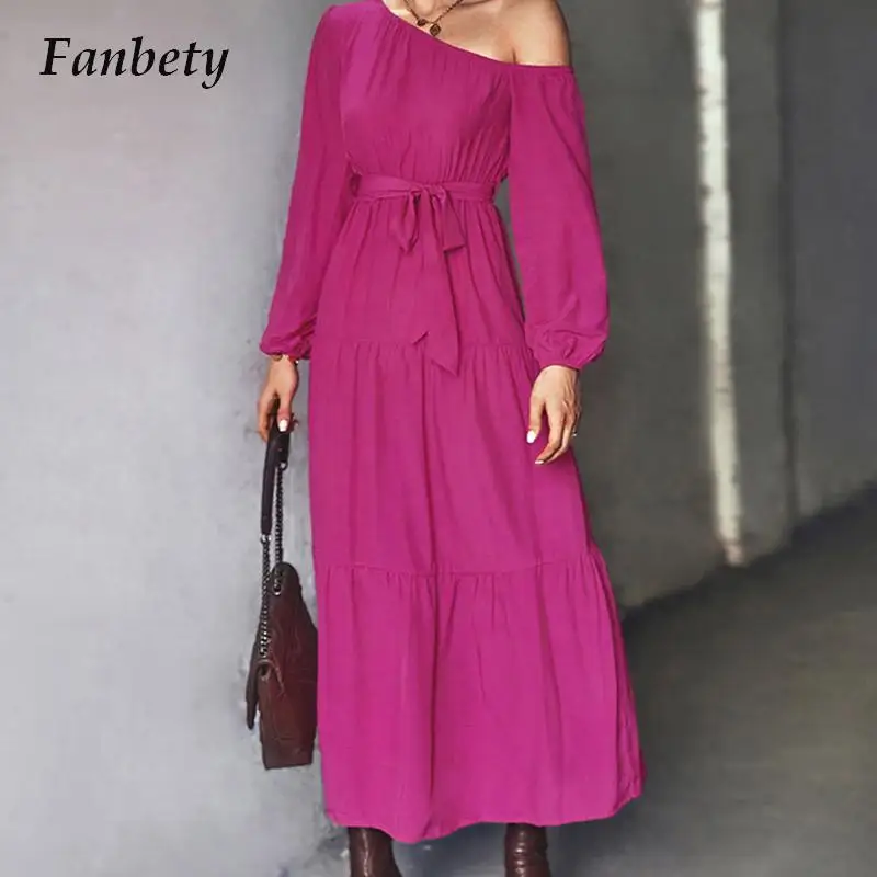 

Женское плиссированное платье макси, летнее модное платье с диагональным воротником и открытыми плечами, пикантное праздничное платье в ст...