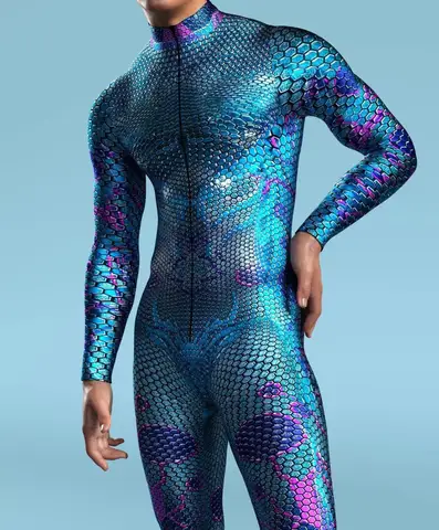 Разноцветный боди в виде рыбьей чешуи, крутой комбинезон для косплея, костюм в стиле стимпанк для представлений, мужской костюм для дайвинга Zentai
