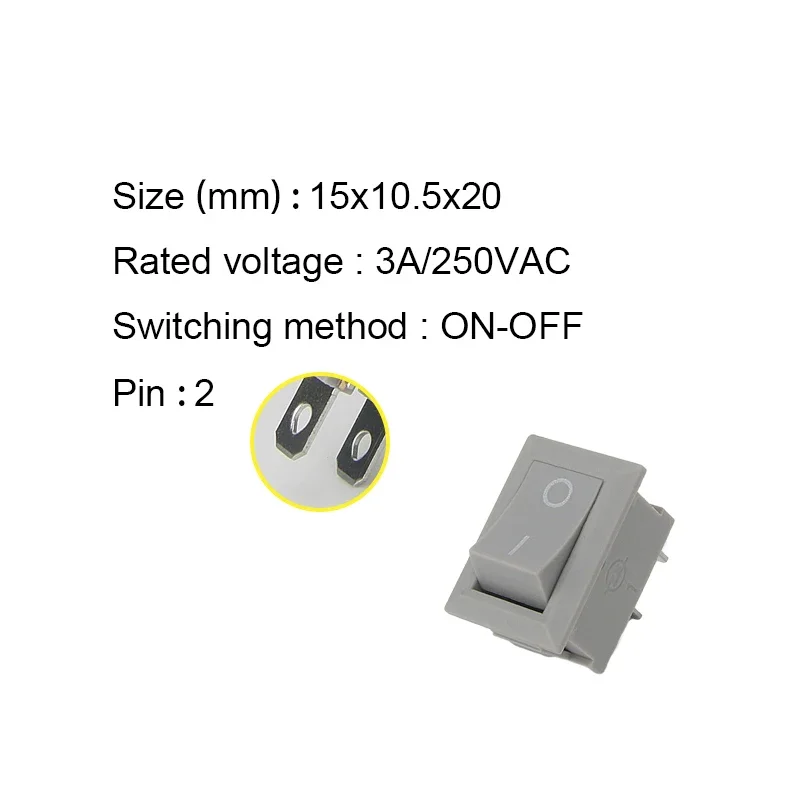 10 шт./лот KCD11 2-контактный мини-кнопочный переключатель 10x15 мм SPST 3A 250 В переменного