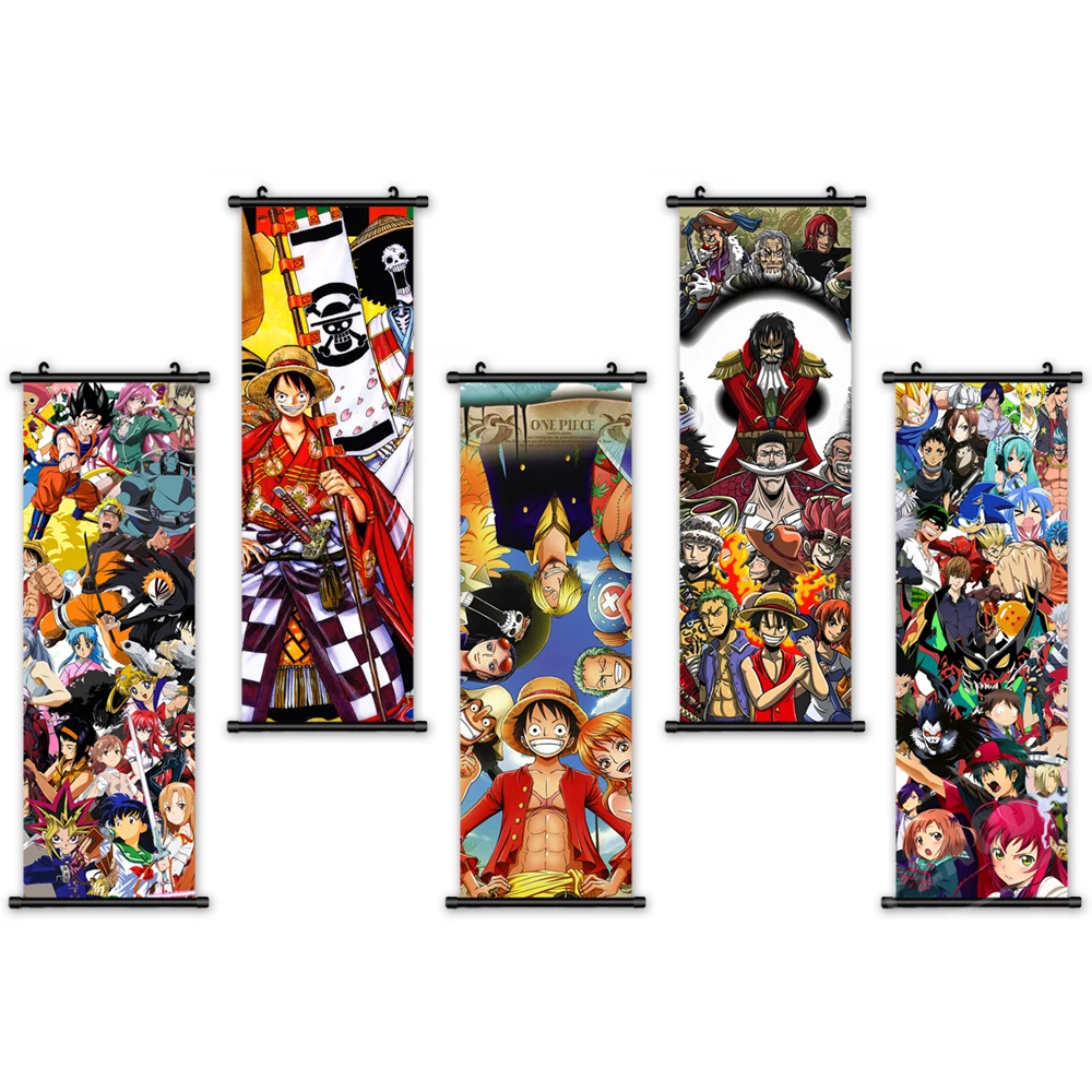 

Bandai Wall Artwork One Piece Canvas Mural Japanese Anime Pictures Painting Print Poster Plastic Hanging Scrolls Home Decoration