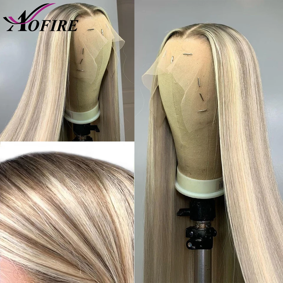 

Ash Blonde Highlight Colored 13x6 Lace Front Wigs For Women Human Hair Straight 13x4 HD Lace Frontal Wig Preplucked Breach Knots