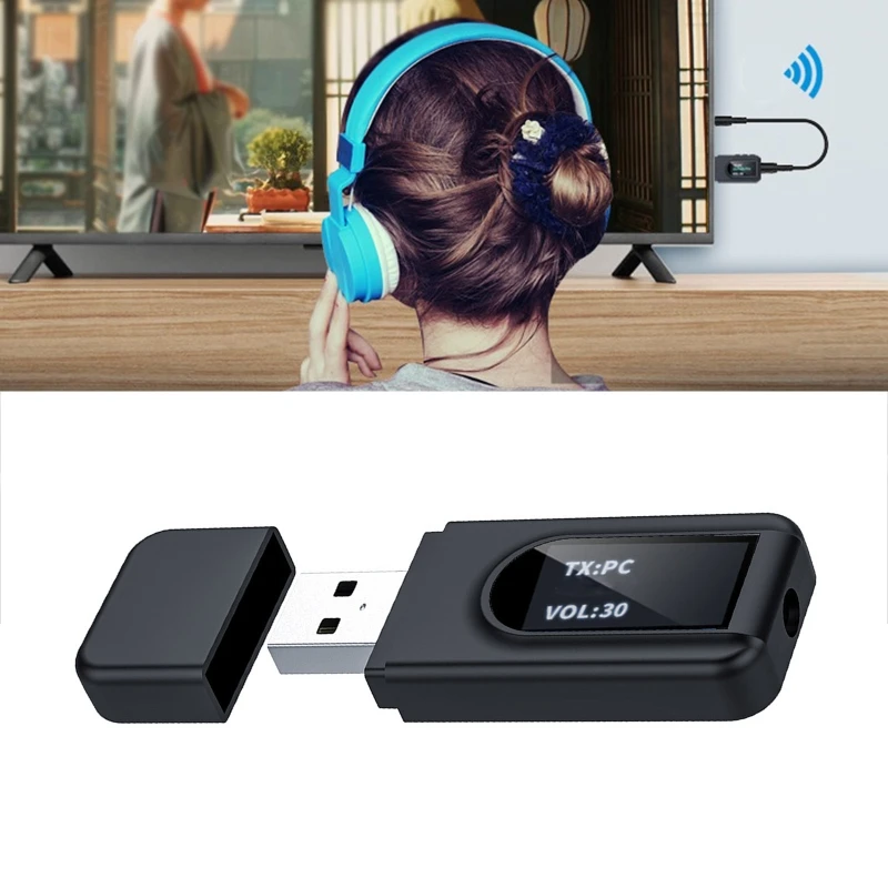 

2in1 Wireless PC USB Micro Adapter Mini Bluetooth-compatible 5.0 AUX Transmitter E8BE