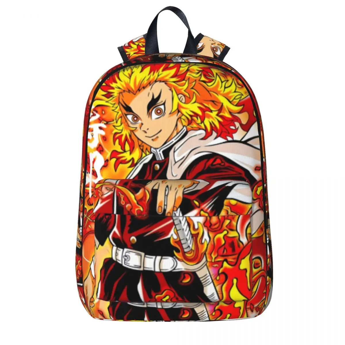 

Demon Slayer Anime Backpack Rengoku Kyojuro Women Men Polyester Camping Backpacks Print Funny High School Bags Rucksack
