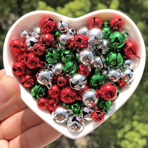 Медные поделки «сделай сам» 6, 8, 10 мм, Новогоднее украшение, подарок, смешанные цвета, бусины россыпью, маленькие колокольчики, Рождественское украшение, подарок