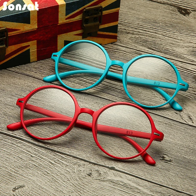 

Очки для чтения TR90 с круглой оправой, стильные Hd очки для чтения из смолы, портативный подарок для родителей, для дальнозоркости