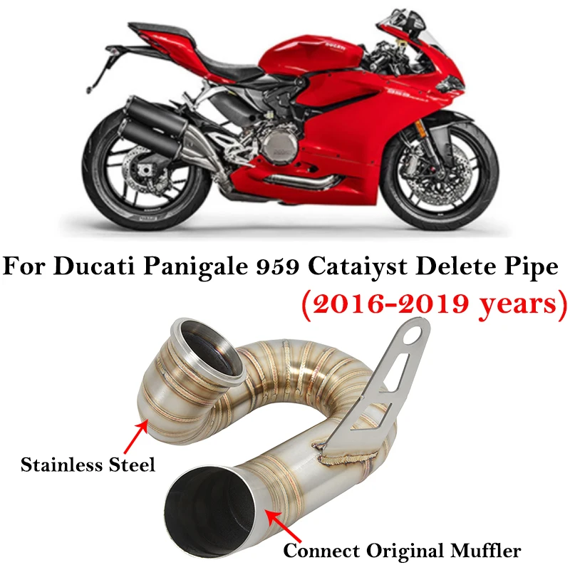 

Slip On For DUCATI Panigale 959 2016 - 2019 Motorcycle Exhaust Systems Tube Delete Catalyst Link Pipe Escape Eliminator Enhanced