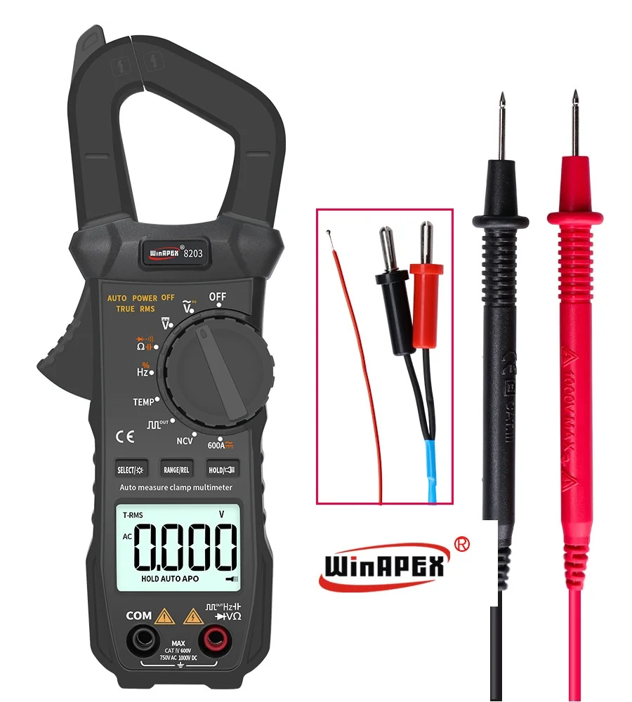 

AC DC Clamp Meter Portable Digital RMS Current Clamp Meter Pocket Clamp Multimeter Pliers Ammeter with Square Wave Output