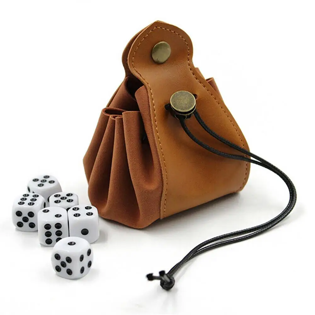 

Pu Leather Dice Storage Bag Dice Purse Drawstring Design Multi-purpose Portable Foldable Key Coin Storage Case