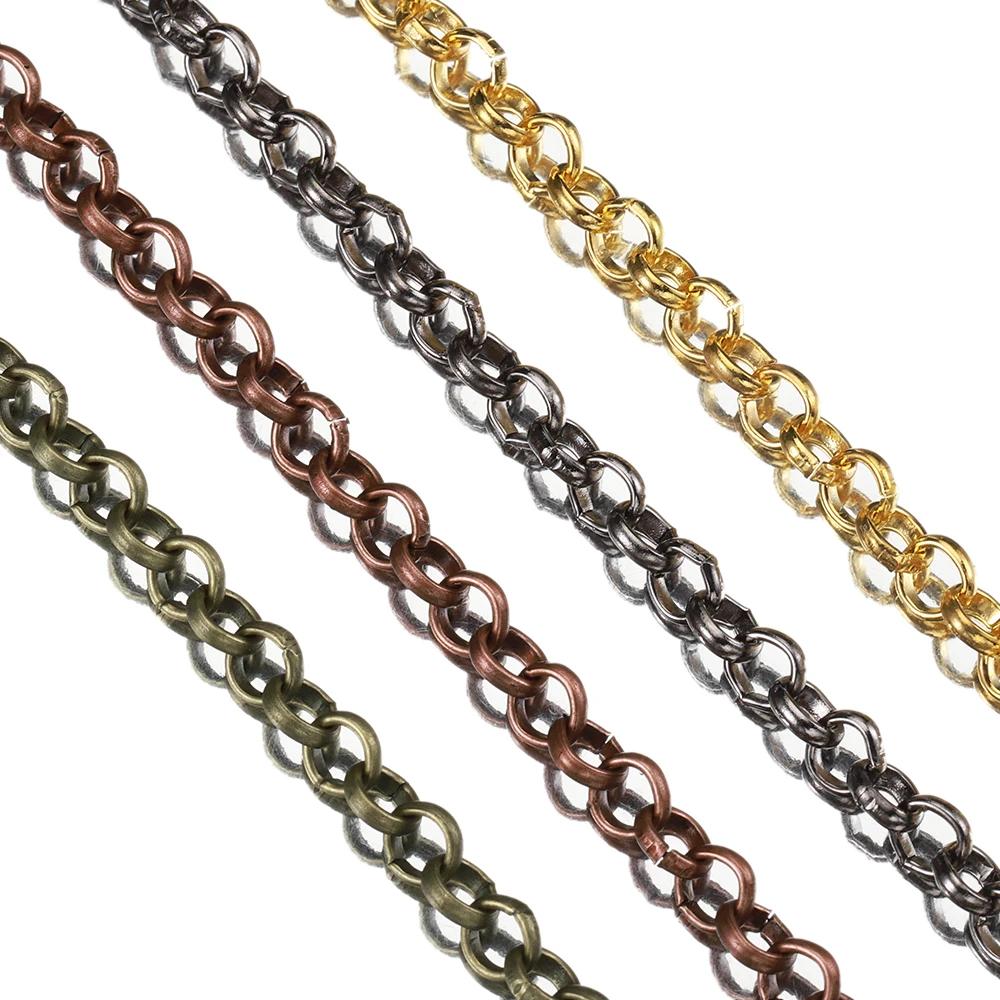 2 Meter DIY Necklace Chain 3.2/4.8/5.8mm O Shape Chains Multi Color Bulk Metal Cable Link for Bracelet Jewelry Making Supplies