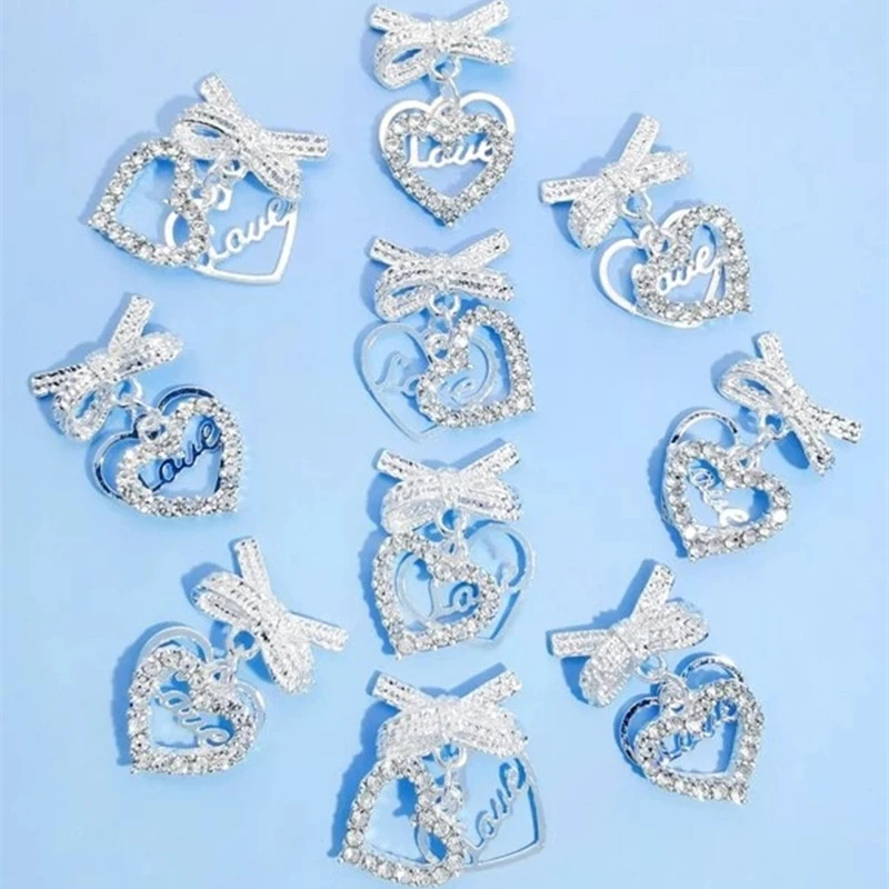 

5pcs Luxury Nail Rhinestone Bow Tie Nail Charms Aolly Glitter Metal AB Diamond Gems Nails Art Decorations DIY Manicure Jewelry