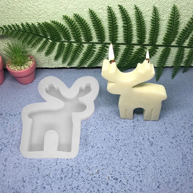 

Christmas Elk DIY Deer Silicone Molds Chocolate Baking Gypsum Soap Resin Molds Candle Mould Home Decoration Gift
