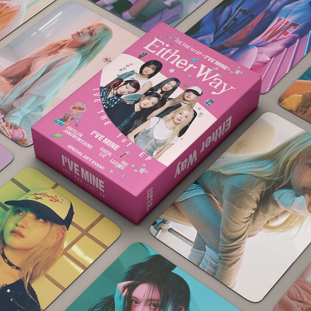 

55pcs/Set KPOP IVE Album Eitherway Lomo Cards HD High Quality Printed Photo Card Wonyoung Yujin Liz Gaeul Rei Leeseo Fans Gift