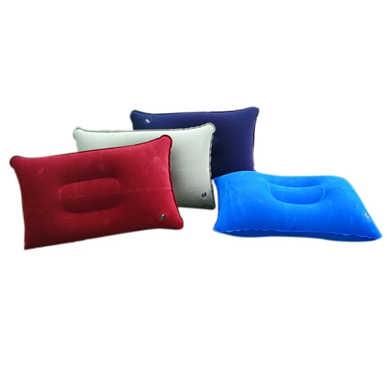 

BMDT-Pvc Pillow Travel Camping Thick Flocking Rectangular Inflatable Pillow Nap Companion Square Pillow