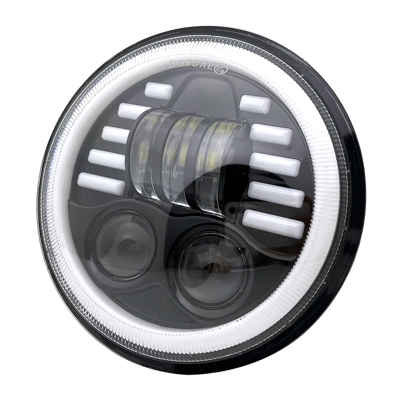 5 3/4 &quot5 75 дюйма черная светодиодная фара DRL проектор с ореолом кольцо для