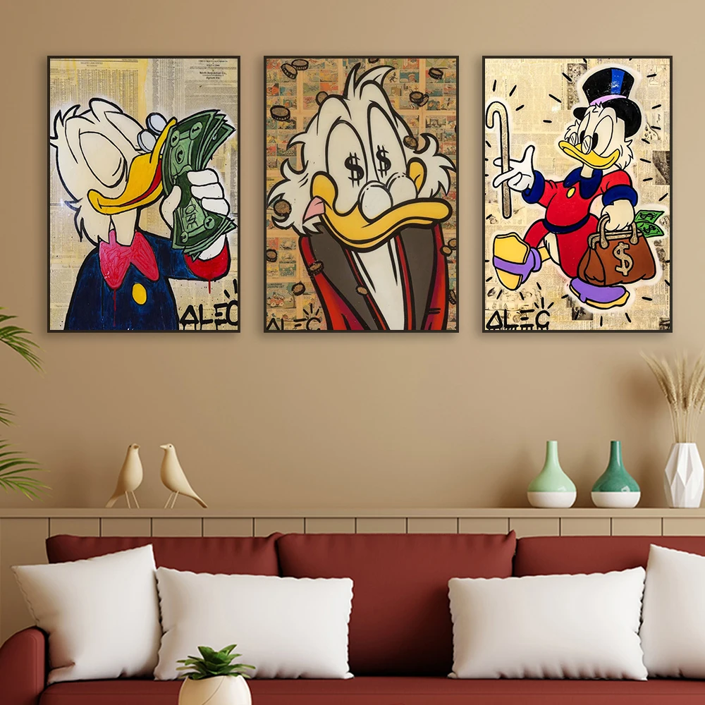Плакат McDuck с запахом и деньгами Дисней Дональд Дак успешные принты мультяшная