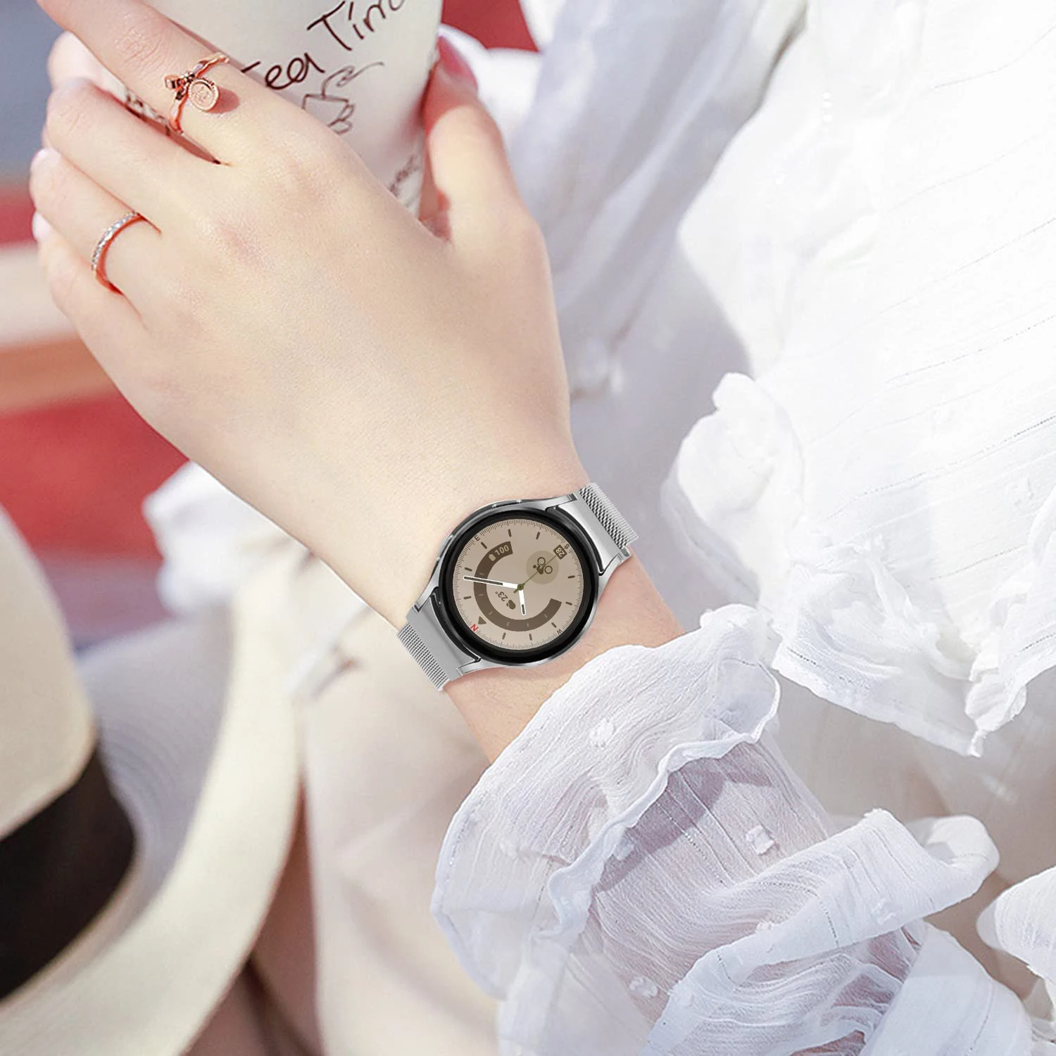 Galaxy Watch 4 44mm 40mm 5 Pro Stainless Steel No Gaps Strap for Samsung Galaxy Watch 4 Classic 46mm 42mm Magnetic Band Bracelet