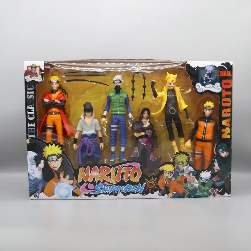 6PCS Naruto Anime Shippuden Hinata Sasuke Itachi Kakashi Gaara Jiraiya Sakura PVC Figures Toys Dolls Kid Gift