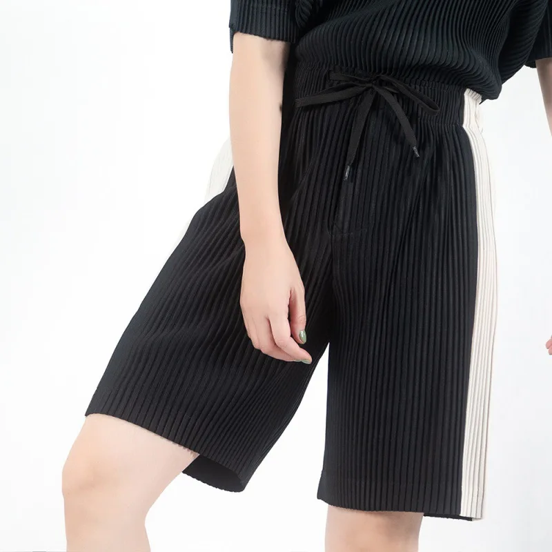 Miyake pleated women's pants sports five-point pants summer trendy casual shorts loose pants