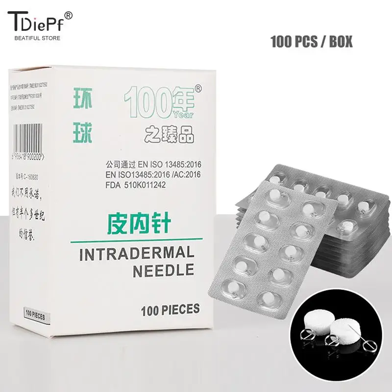 

TDiePf 100pcs/box Sterile Acupuncture Needle For Single Use Intradermal Press Needle Disposable Embedded Skin Needle Health Care