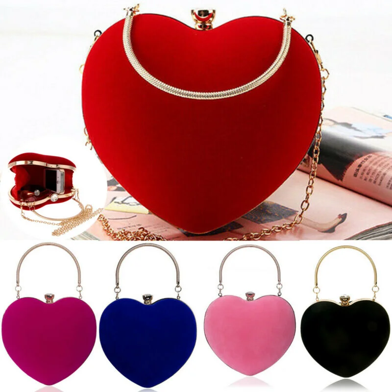 

Fashion Heart-Shaped Evening Party Wedding Prom Clutch Bag Tote Prom Wallet Mini Handbag 2023
