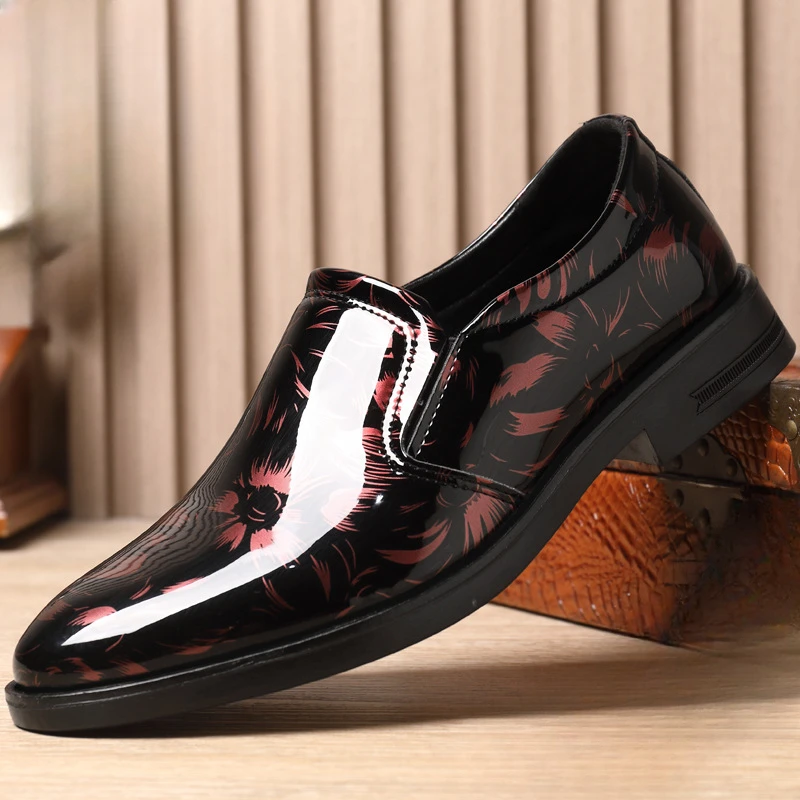 Новинка 2024 мужские кожаные туфли с цветочным узором деловые роскошные оксфорды