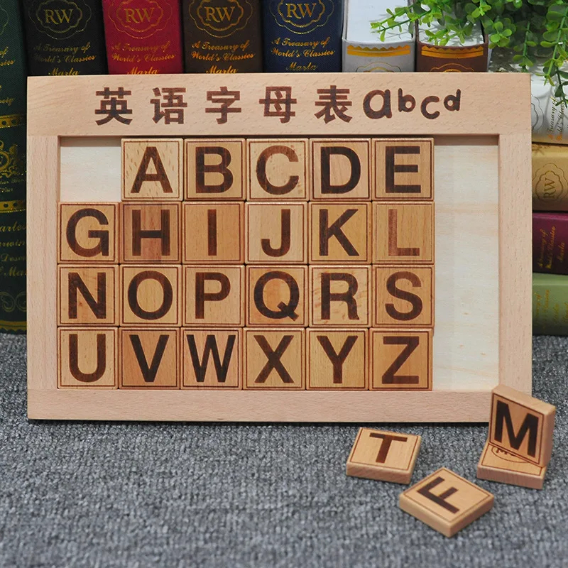 

Wooden English Letter Block Sliding Building Block Puzzle Board Educational Early Education Toys For Toddlers School Activity Gi