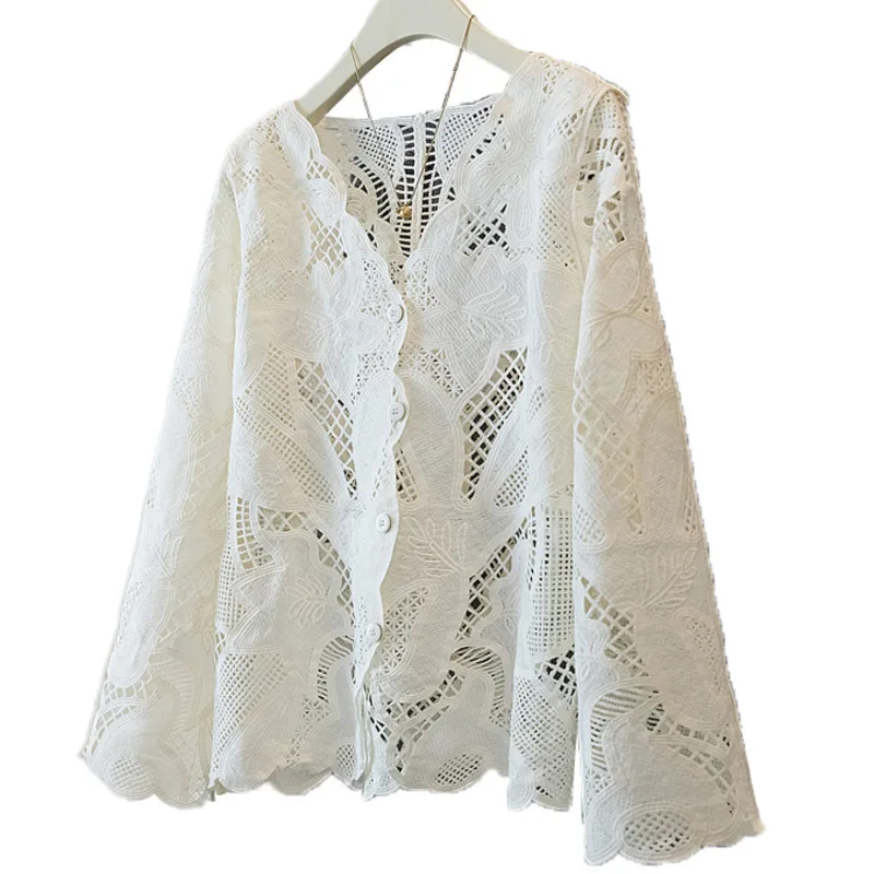 EWQ Шикарная открытая однобортная дизайнерская свободная универсальная блузка