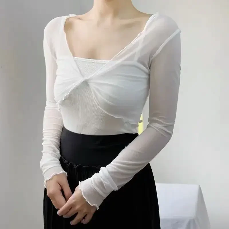 Элегантные женские сетчатые кардиганы с длинными рукавами сексуальные