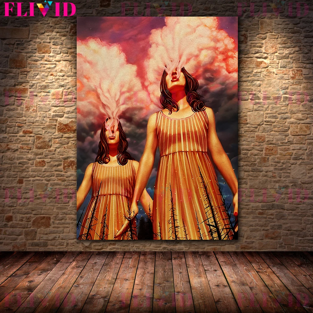 Дикая девушка Грызущая на Луне винтажная Настенная картина холсте Девушка в лесу