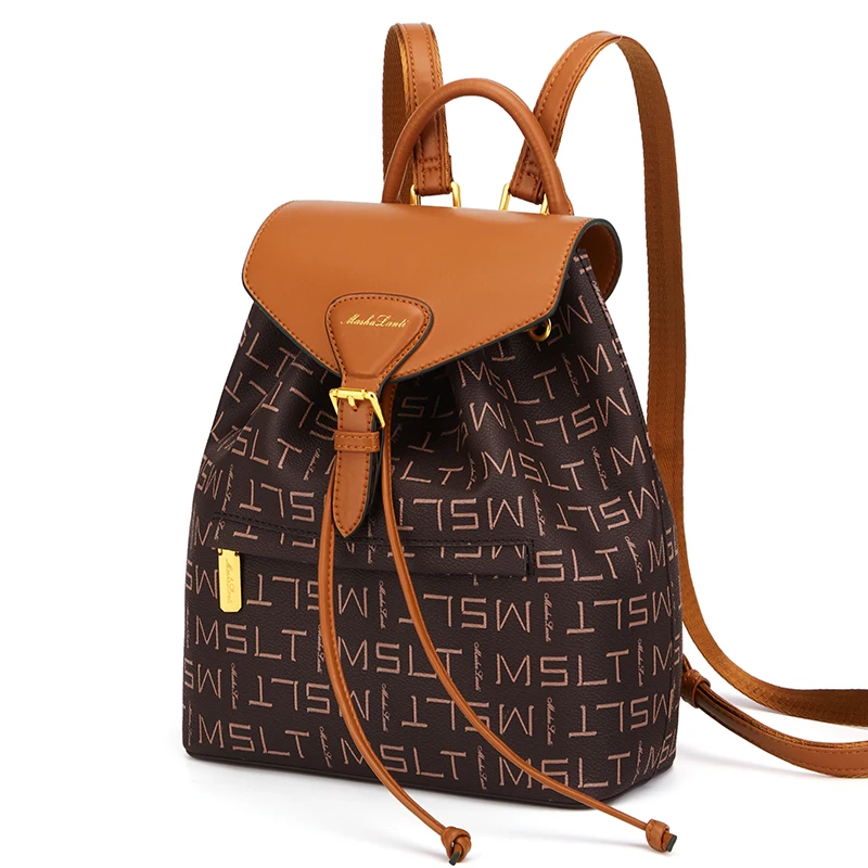 MashaLanti Fashion Women Backpack Vintage Drawstring Backpack Large Capacity Lady Notebook Laptop Bag Shoulder Bags