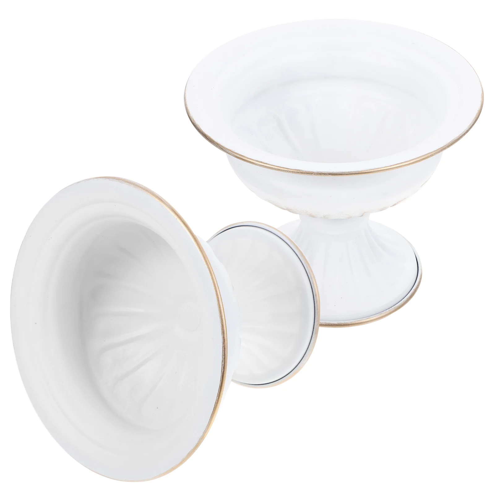 

2 Pcs Flower Pot Flower Storage Holder Desktop Metal Vase Vintage Arrangement Floral Container Tabletop Wedding Iron