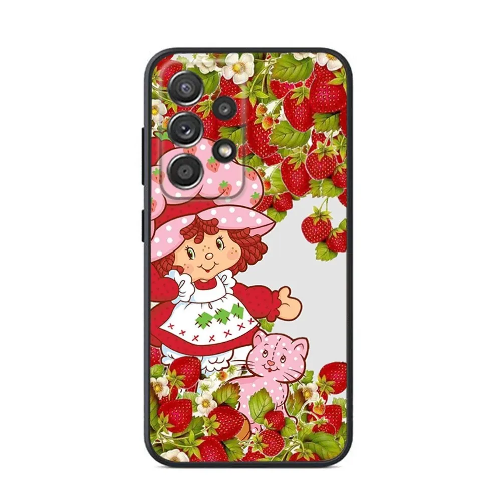 Чехол для телефона S-Strawberry Pink Shortcake Samsung S24 S23 S22 S21 S20 S10 S10E S9 Plus FE Note 20 Ultra 10 9 черный