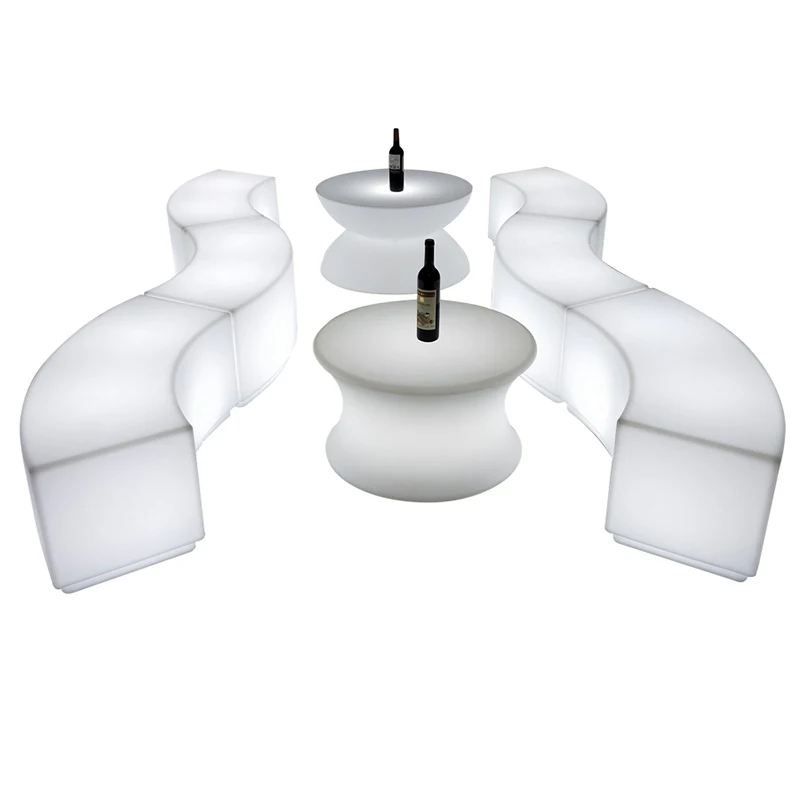 Promotion Remote Control Luminous Sofa Arc Bench Outdoor Hall Table and Chair Furniture Tea Combination |