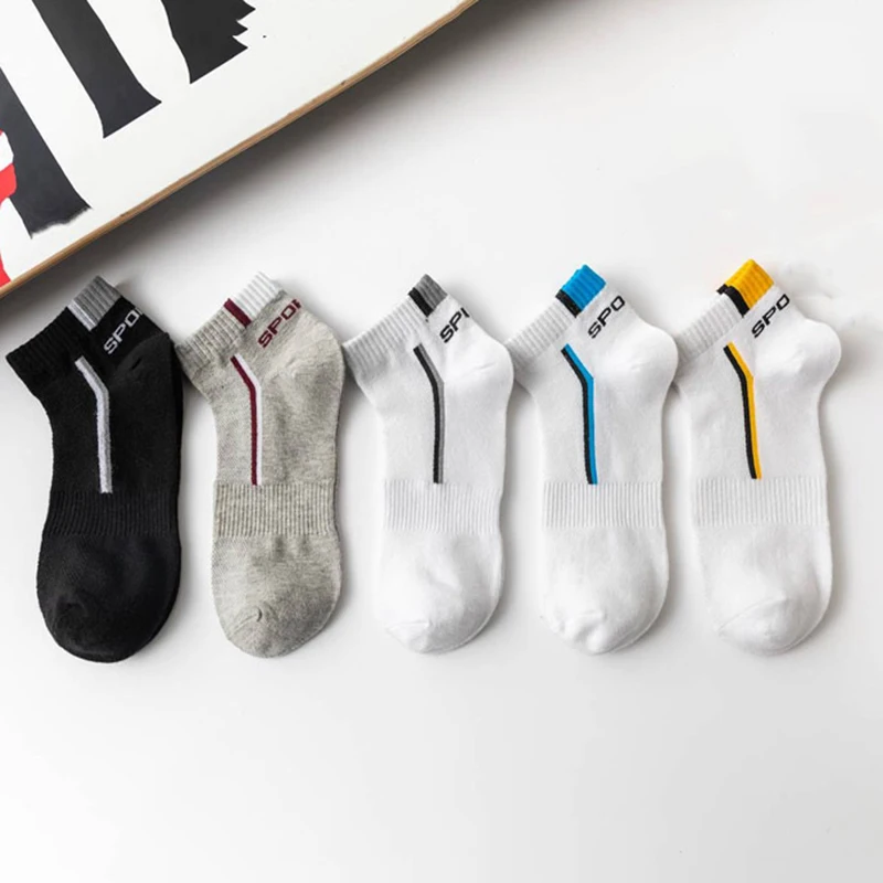 

10Pieces=5Pair/lot Summer Cotton Man Short Socks Fashion Breathable Boat Socks Comfortable Casual Socks Male White Hot Sale