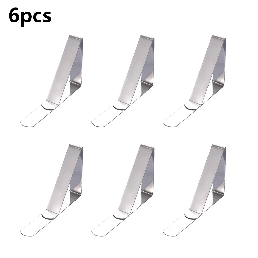 

6PCS Triangle Clamps Stainless Steel Tablecloth Tables Cover Clips Holder For Home Outside Parties BBQ Camping Hand Tools