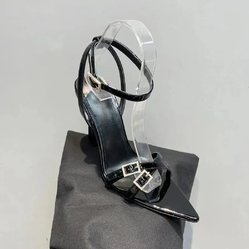 Open Toe Rhinestone Sandals Women's Spring/Summer 2023 New Fashion Slim Heels Women's Shoes Sexy Pointed High Heels