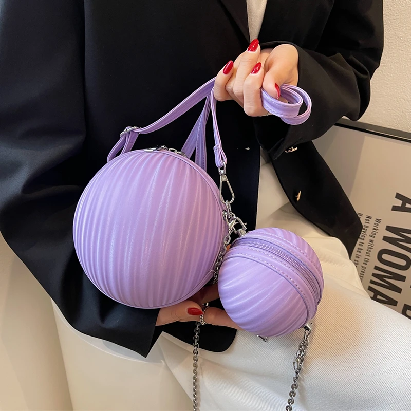 

Женские сумки через плечо с круглым мячом, баскетбольная сумка из искусственной кожи, новинка 2022, Индивидуальные плиссированные сумки, 2 шт./...