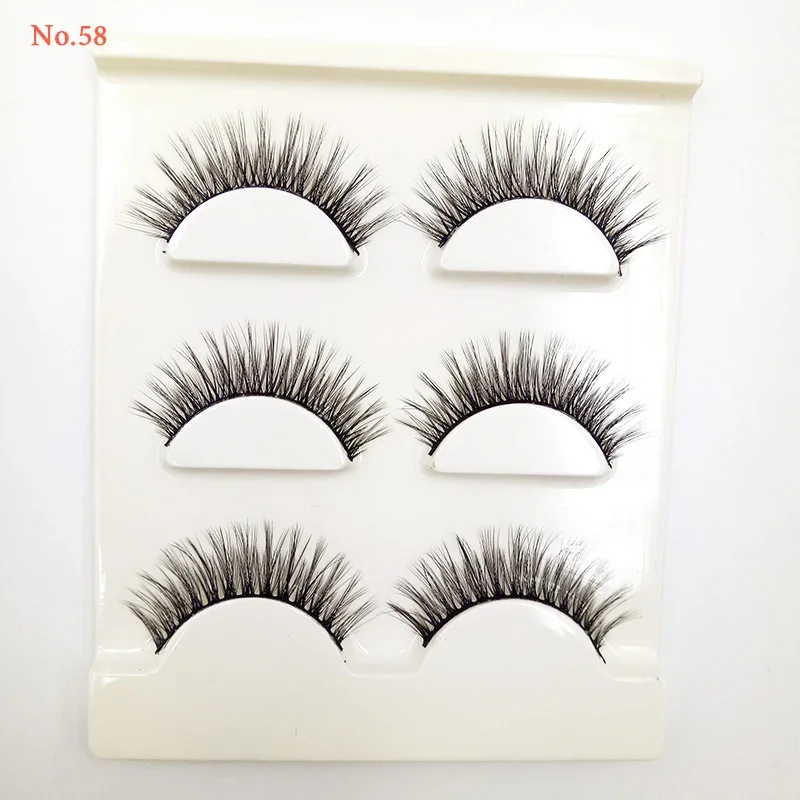 

3 Pair 3D False Eyelashes Handmade Thick Crisscross Fake Lashes 3D Eye Makeup Tool Eyelashes Extension Eyelash No.58