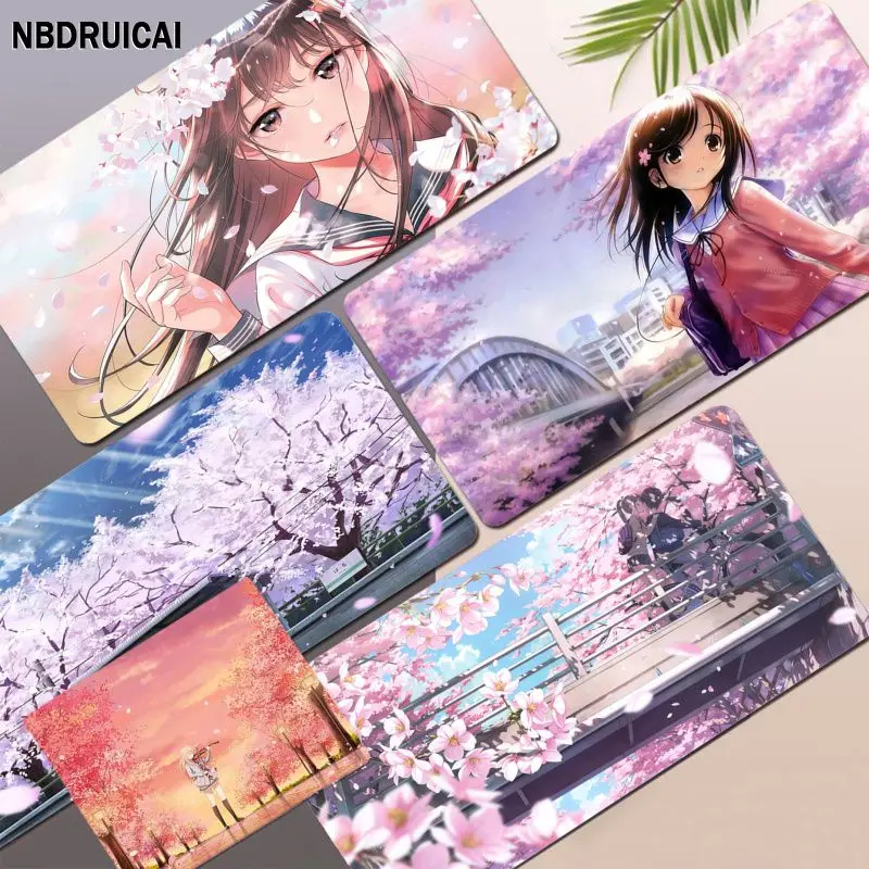 

Cherry Blossom Sakura Anime Girl Custom Skin Gamer Play Mats Mousepad Size For Game Keyboard Pad